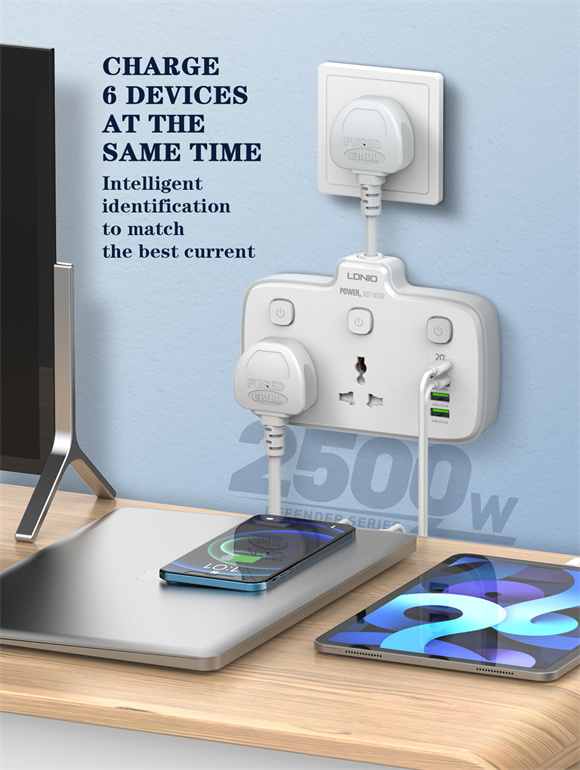 2 AC Outlets Portable Electrical Extension Socket SC2413