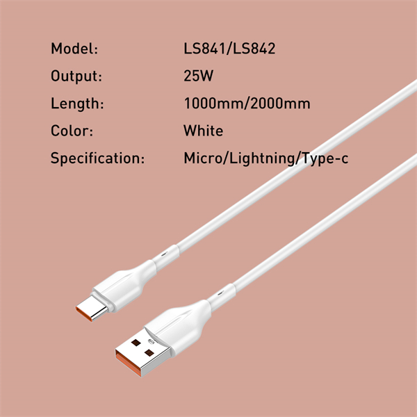 25w Fast Charging Data Cable LS841 LS842